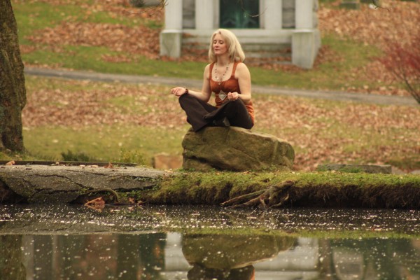 Meditating by the pond